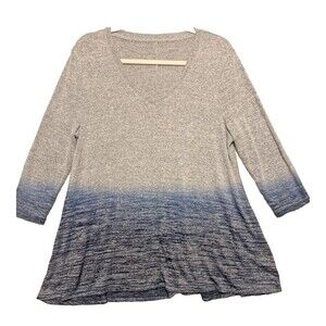 Sonoma Goods For Life Women’s Tunic Sweater Sz. Large Blue Ombre Stretch V-Neck